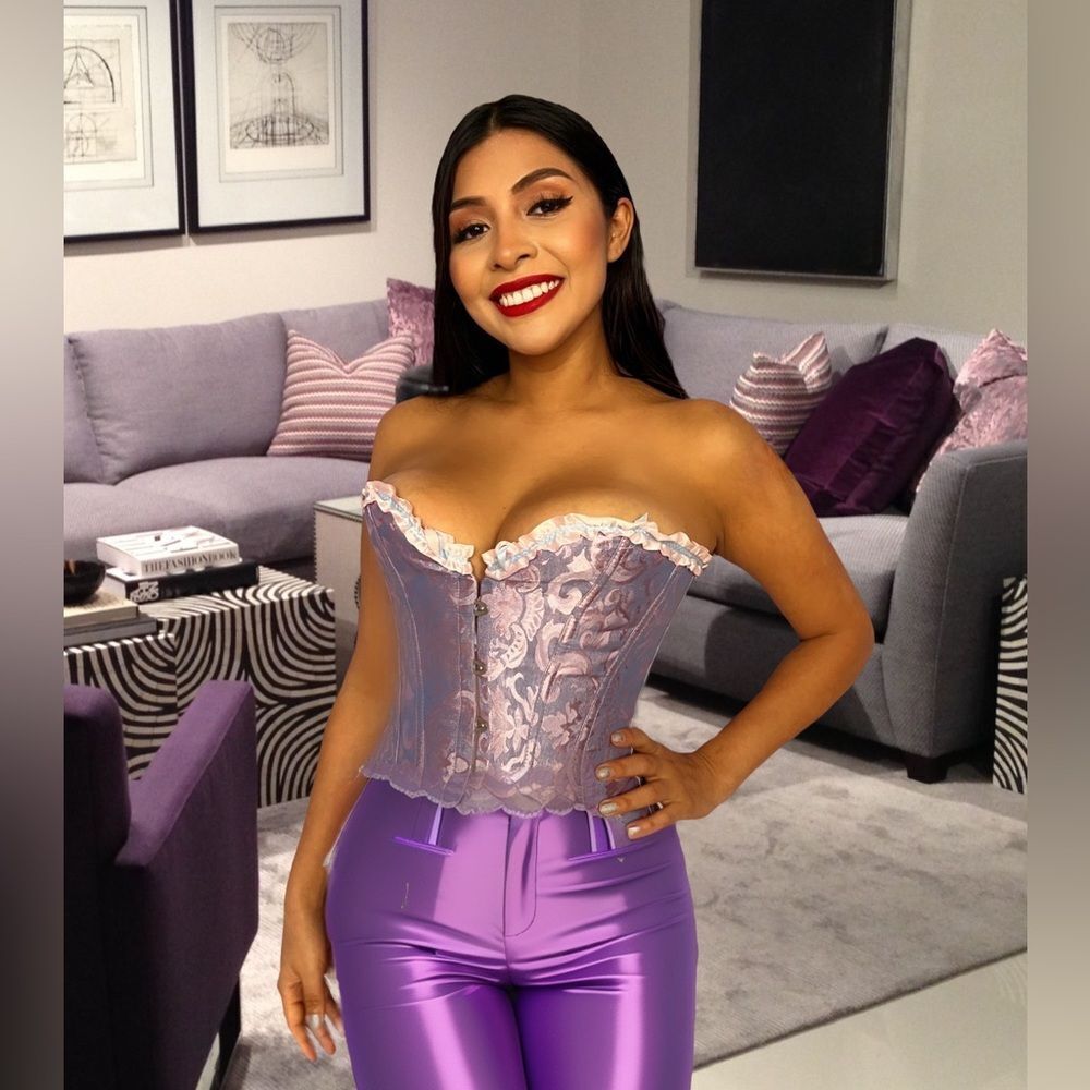 Beautiful Plus Size Lavender Corset - Picture 7 of 12